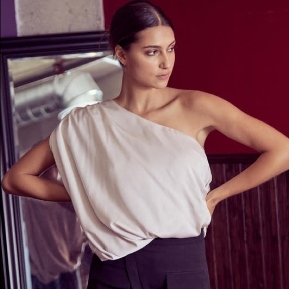 One Shoulder Satin Top